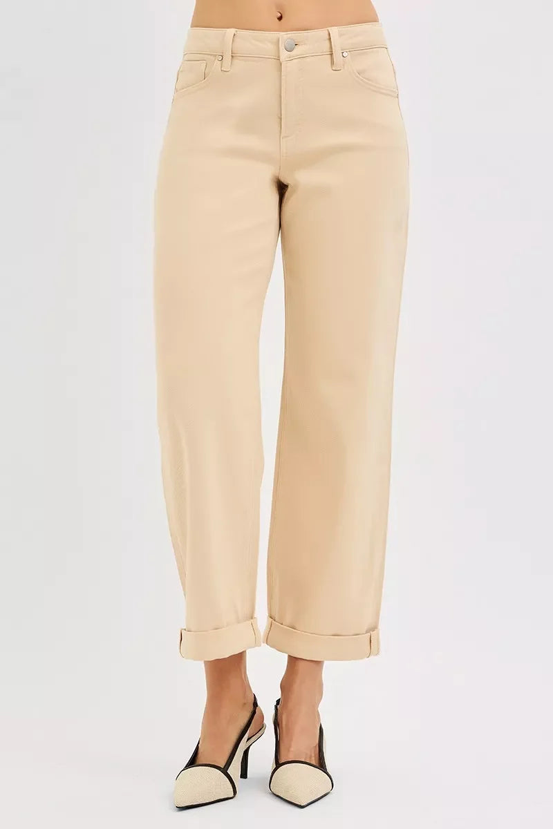 Tummy Control Mid Rise Ankle Barrel Relaxed Baggy