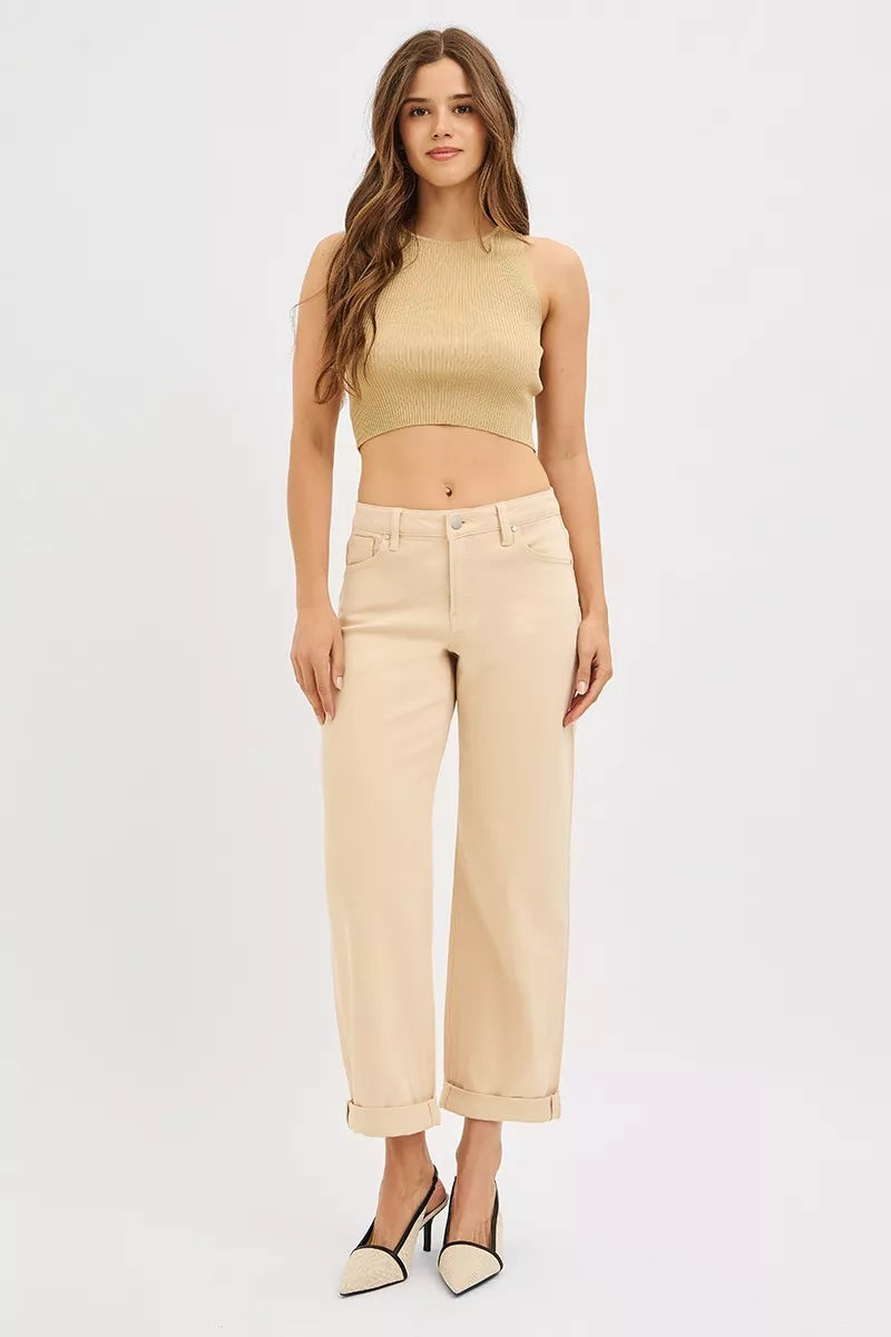 Tummy Control Mid Rise Ankle Barrel Relaxed Baggy