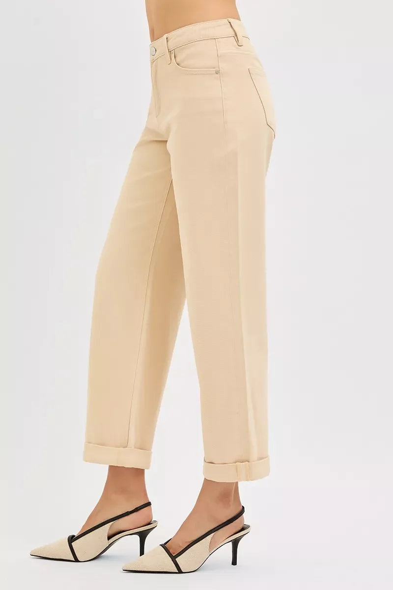 Tummy Control Mid Rise Ankle Barrel Relaxed Baggy
