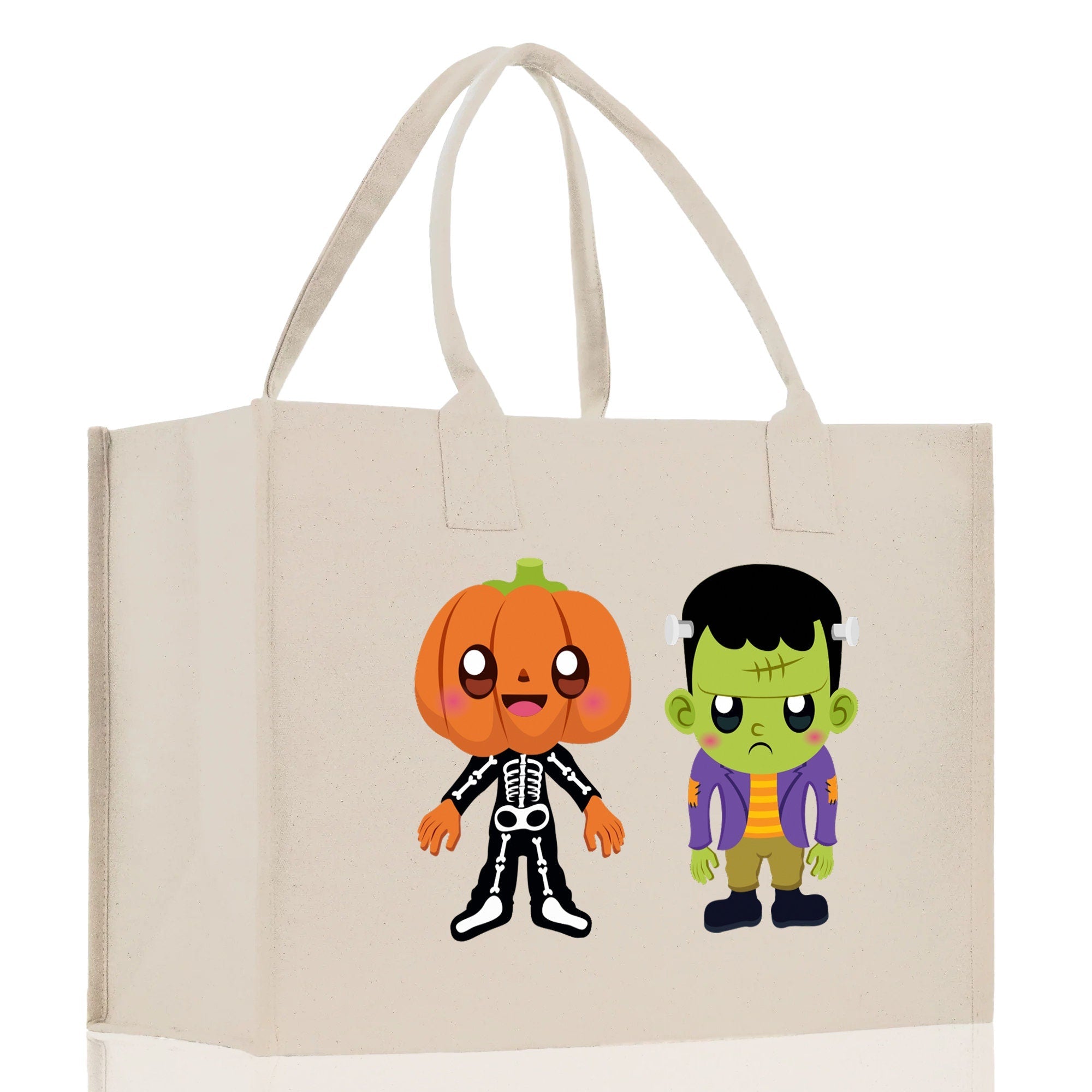 Halloween Trick or Treat Tote Bag Halloween Tote Bag for Kids Halloween Gift Halloween Candy Bag Halloween Doodles Cute Canvas Tote Bag