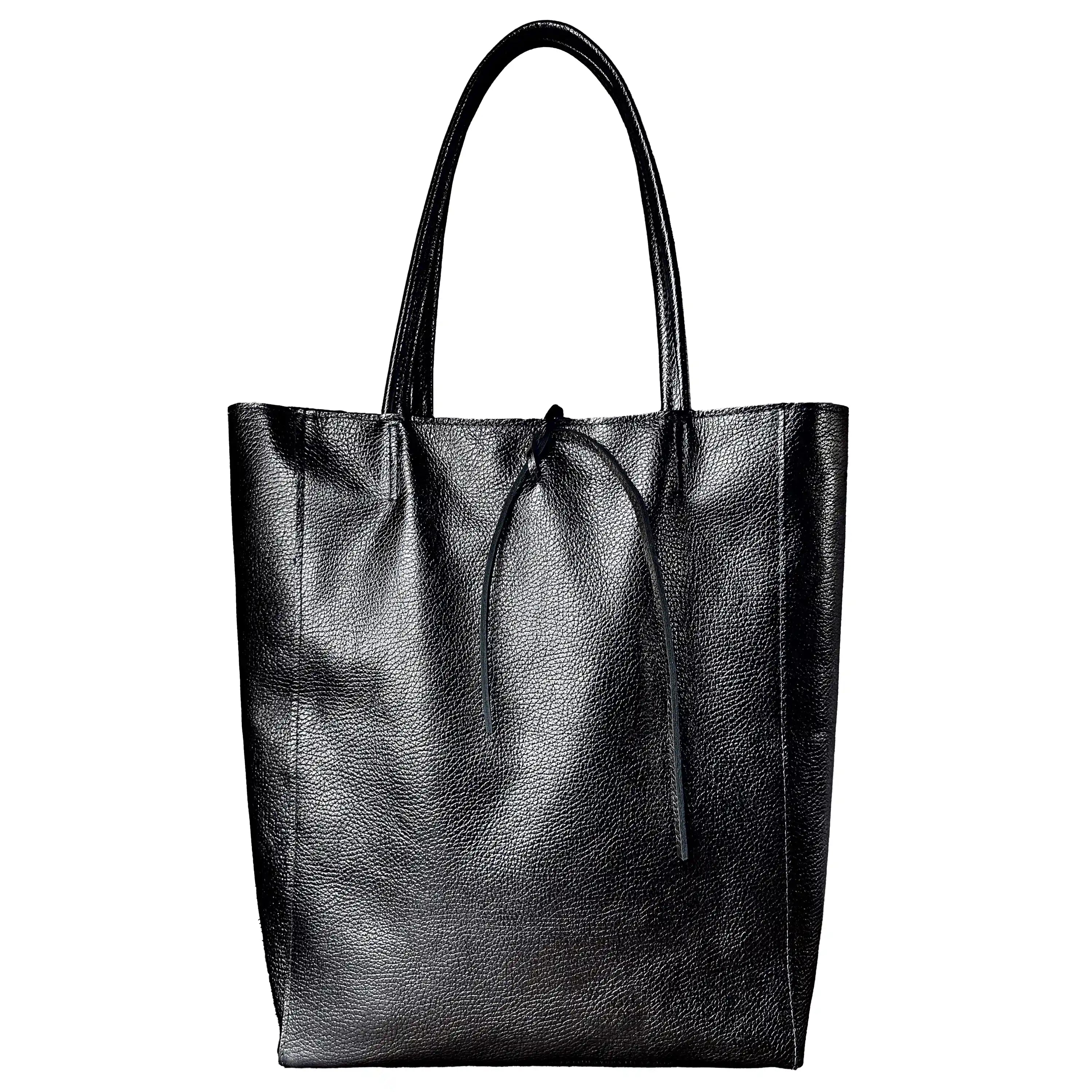 Italian Metallic Full-Grain Leather Tote Bag | Vinci