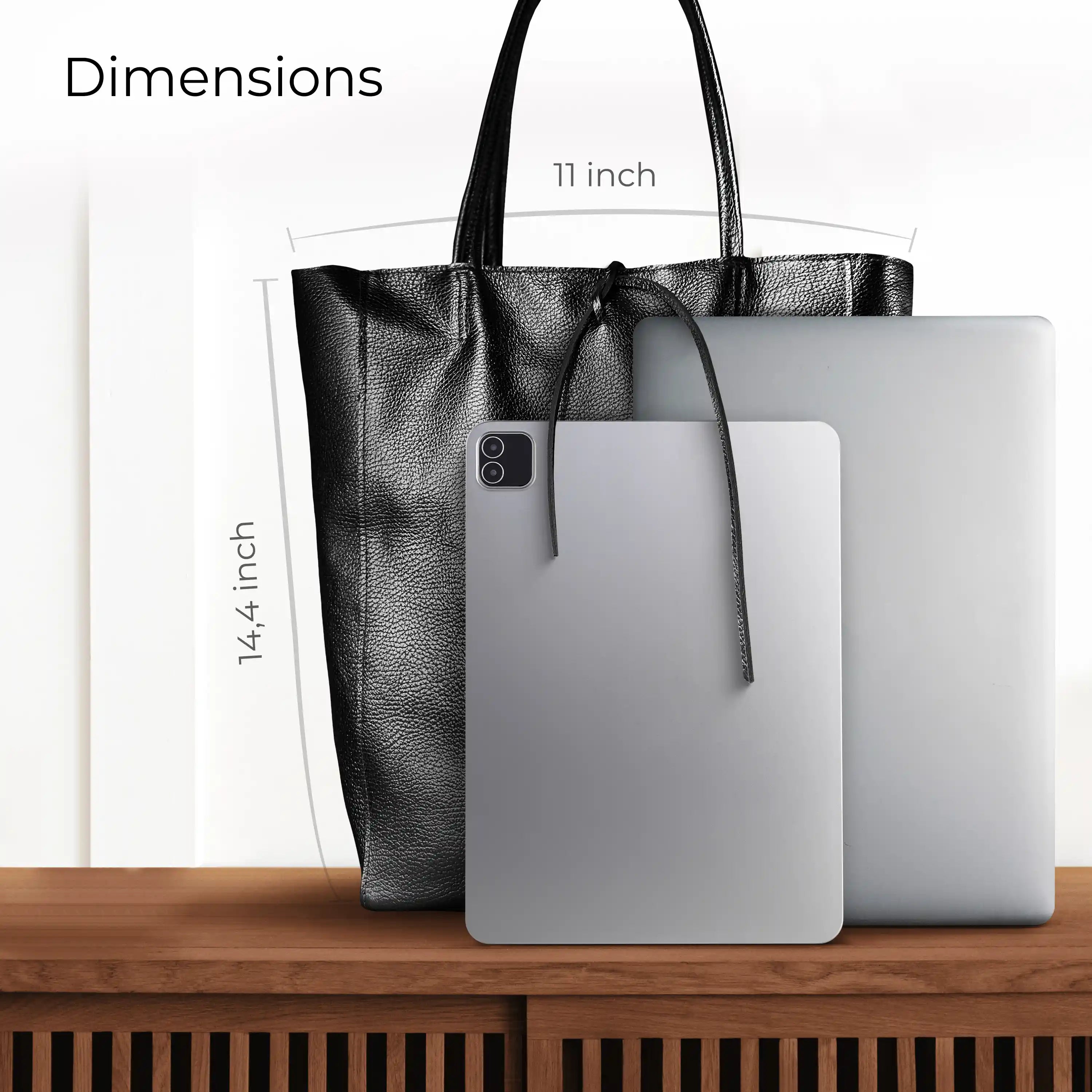 Italian Metallic Full-Grain Leather Tote Bag | Vinci