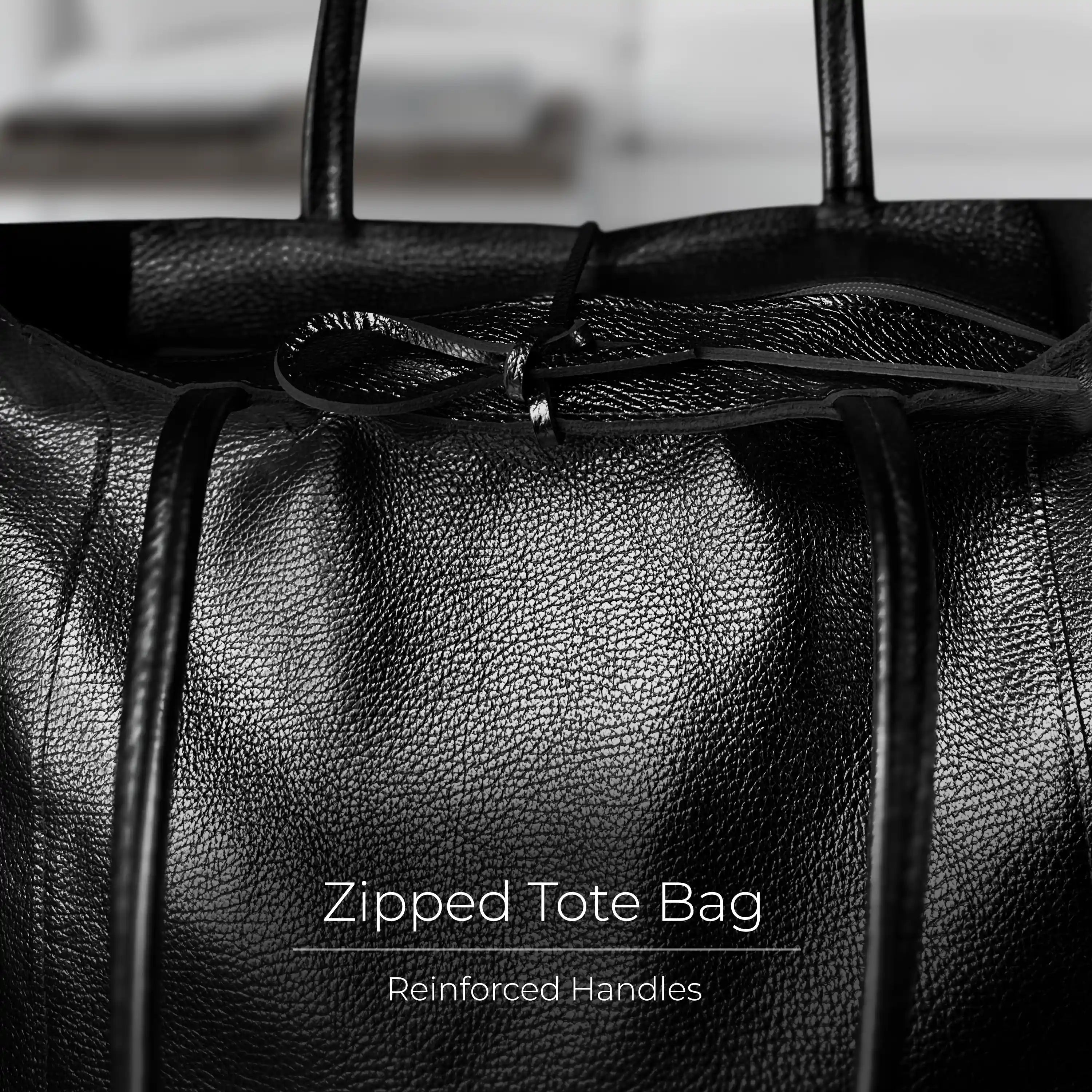 Italian Metallic Full-Grain Leather Tote Bag | Vinci