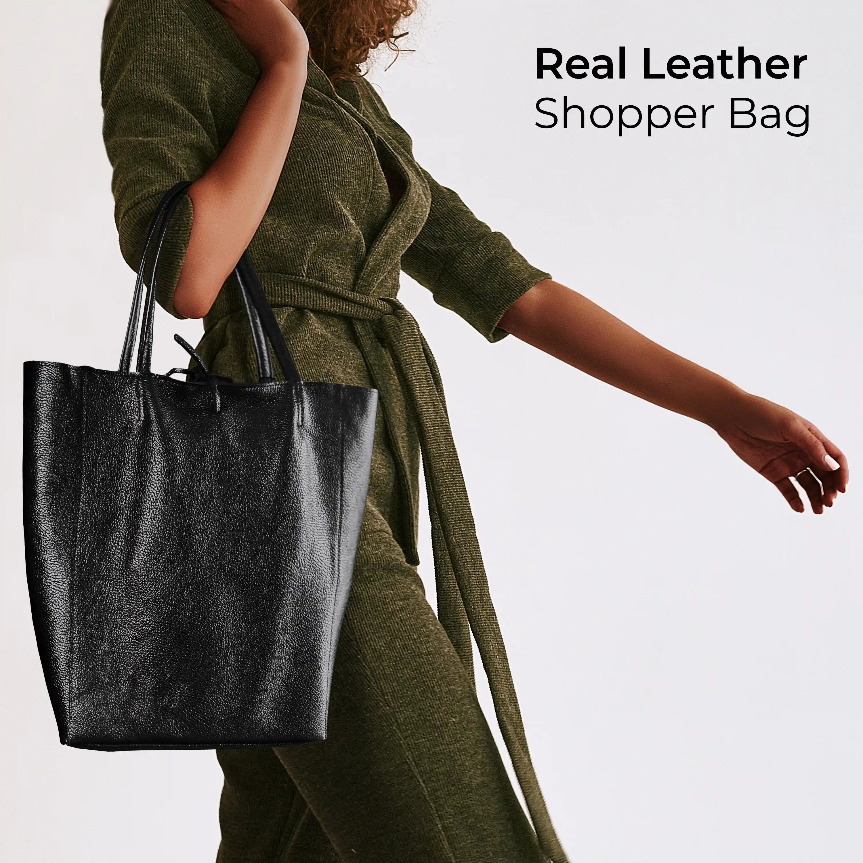 Italian Metallic Full-Grain Leather Tote Bag | Vinci