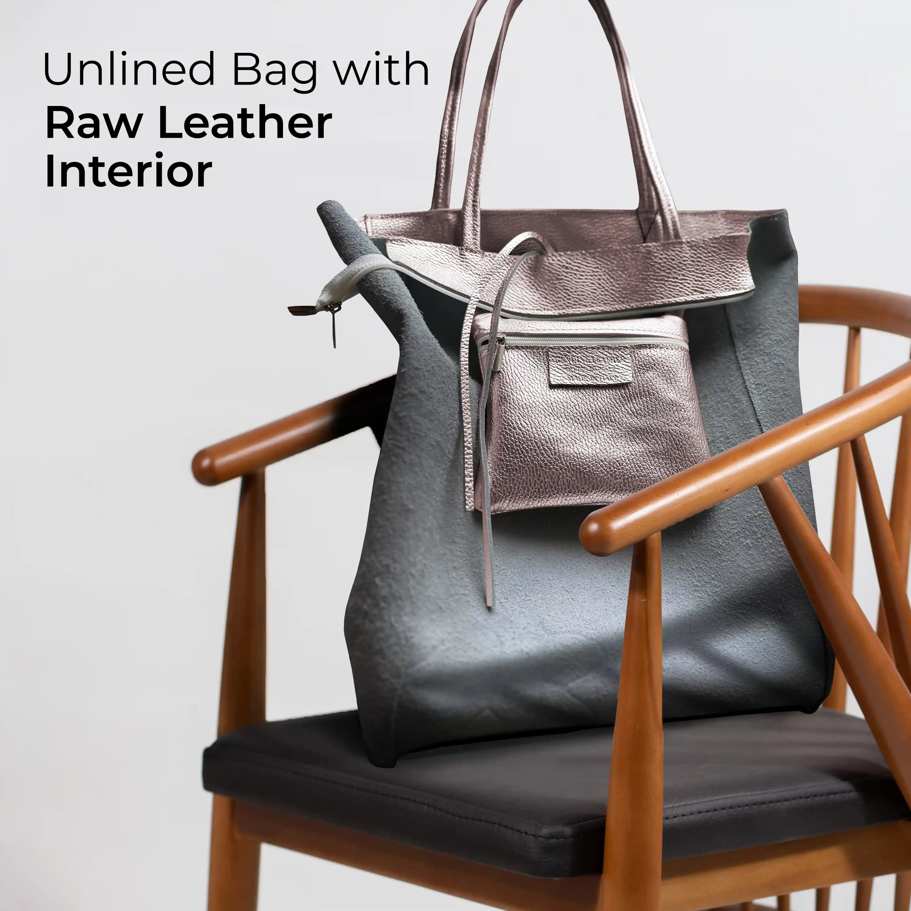 Italian Metallic Full-Grain Leather Tote Bag | Vinci