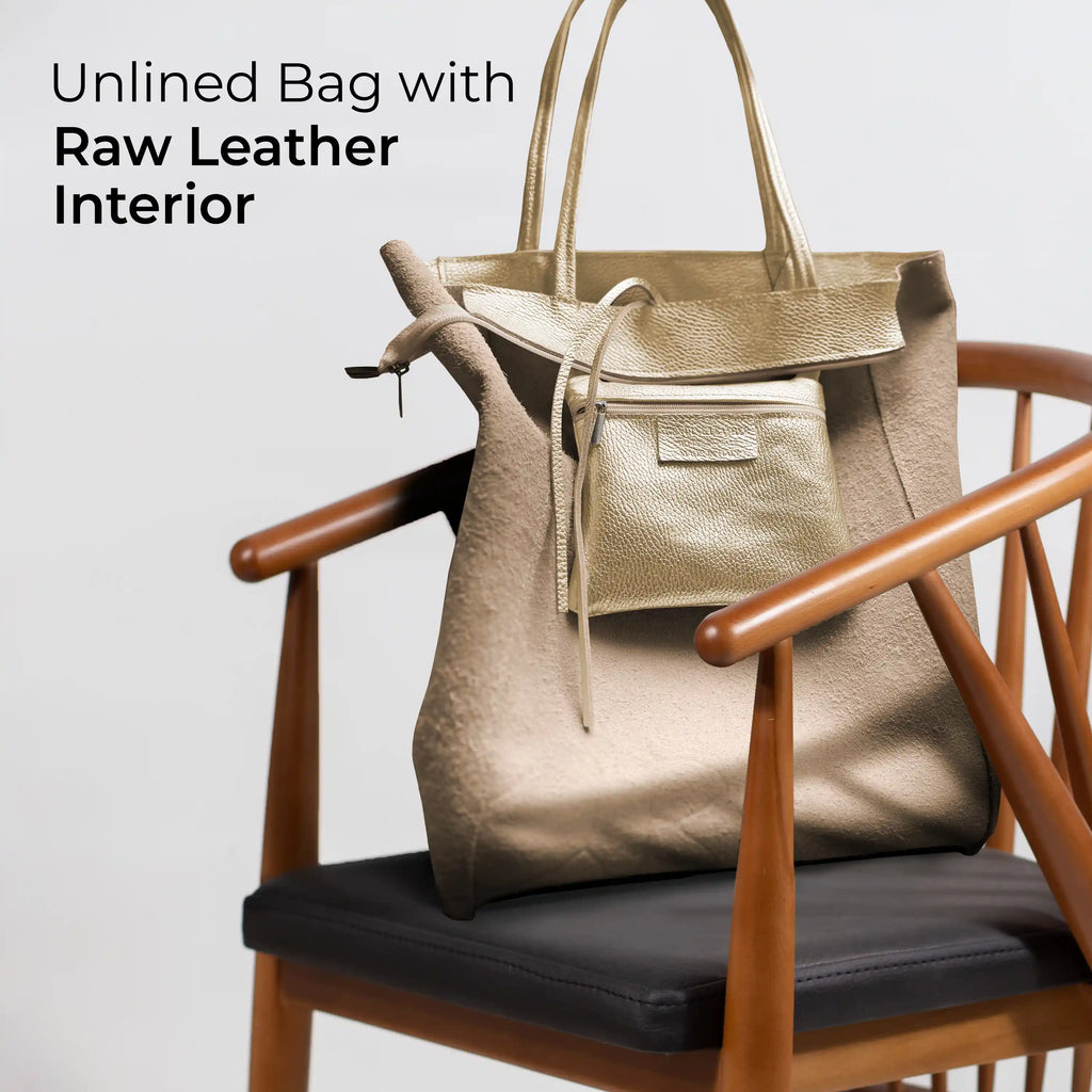 Italian Metallic Full-Grain Leather Tote Bag | Vinci