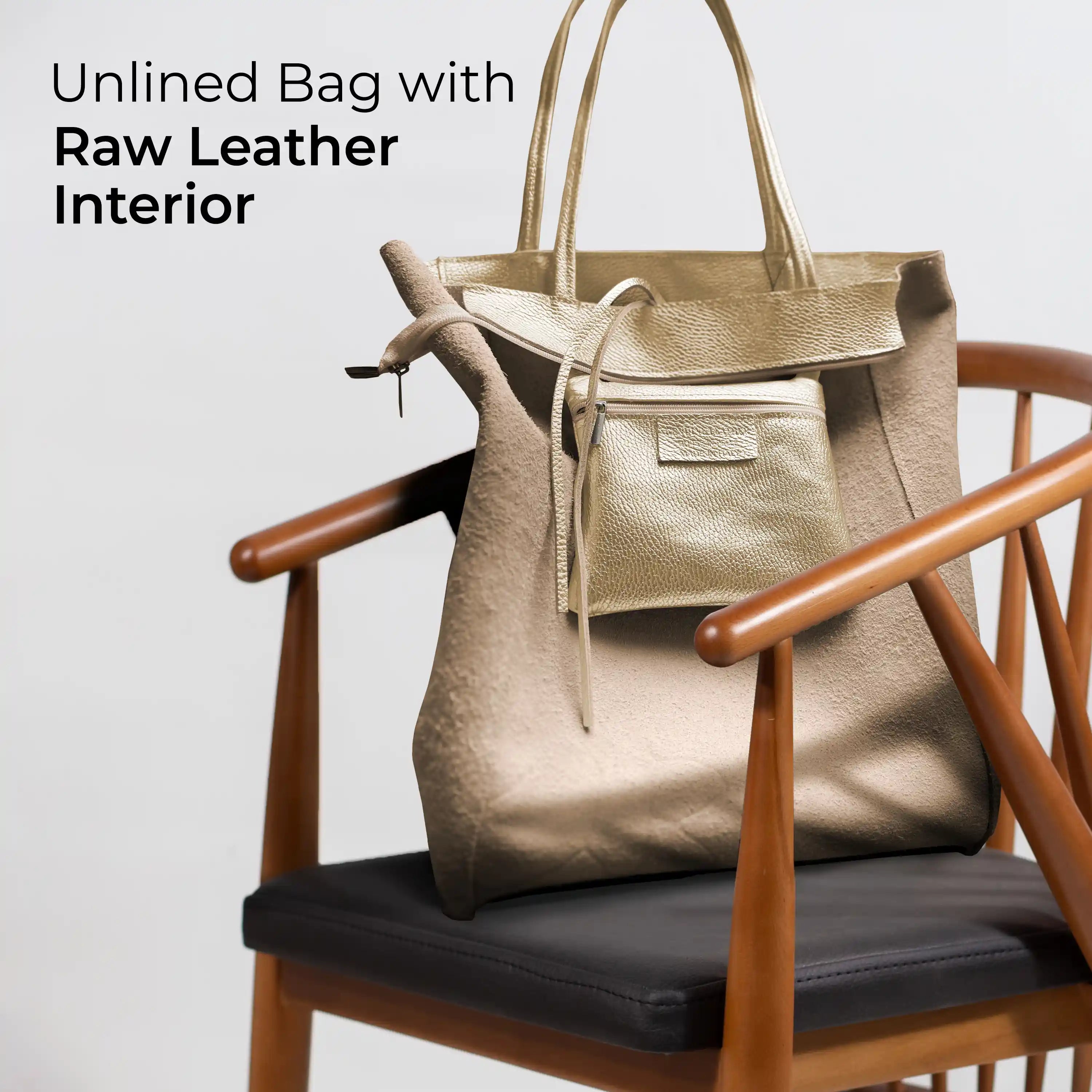 Italian Metallic Full-Grain Leather Tote Bag | Vinci