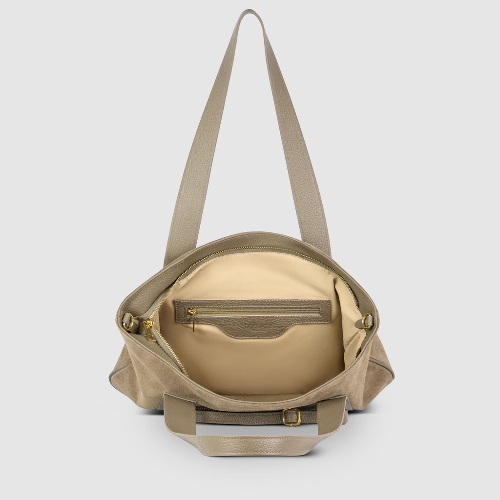Italian Genuine Suede & Full-Grain Leather Tote Bag | Varese