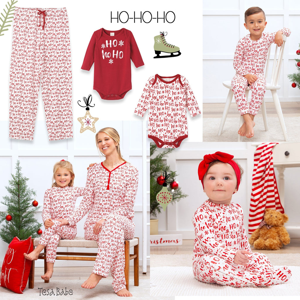 Christmas Ho-Ho-Ho Bamboo Baby Zipper Romper-Family Matching