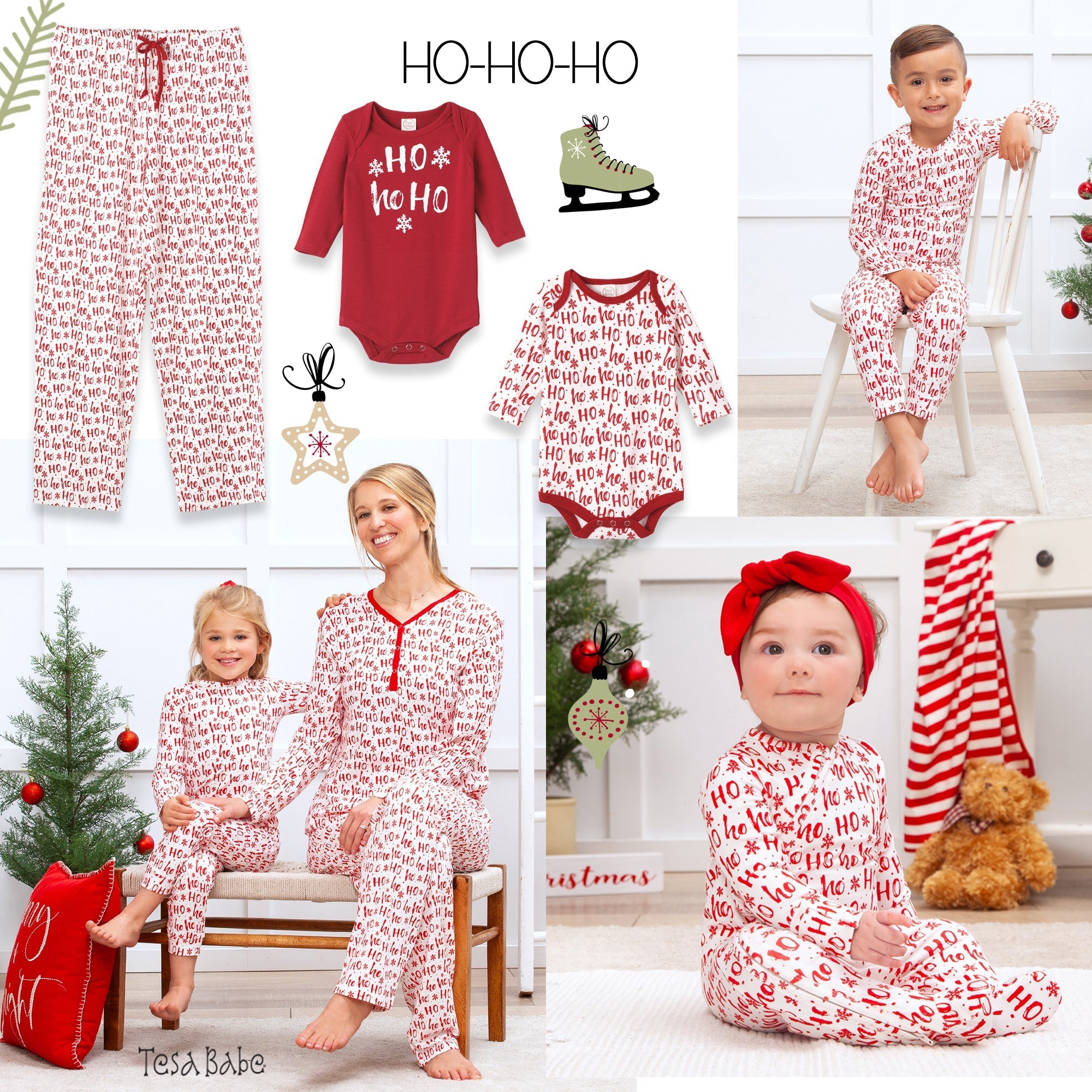 Christmas Ho-Ho-Ho Bamboo Baby Zipper Romper-Family Matching