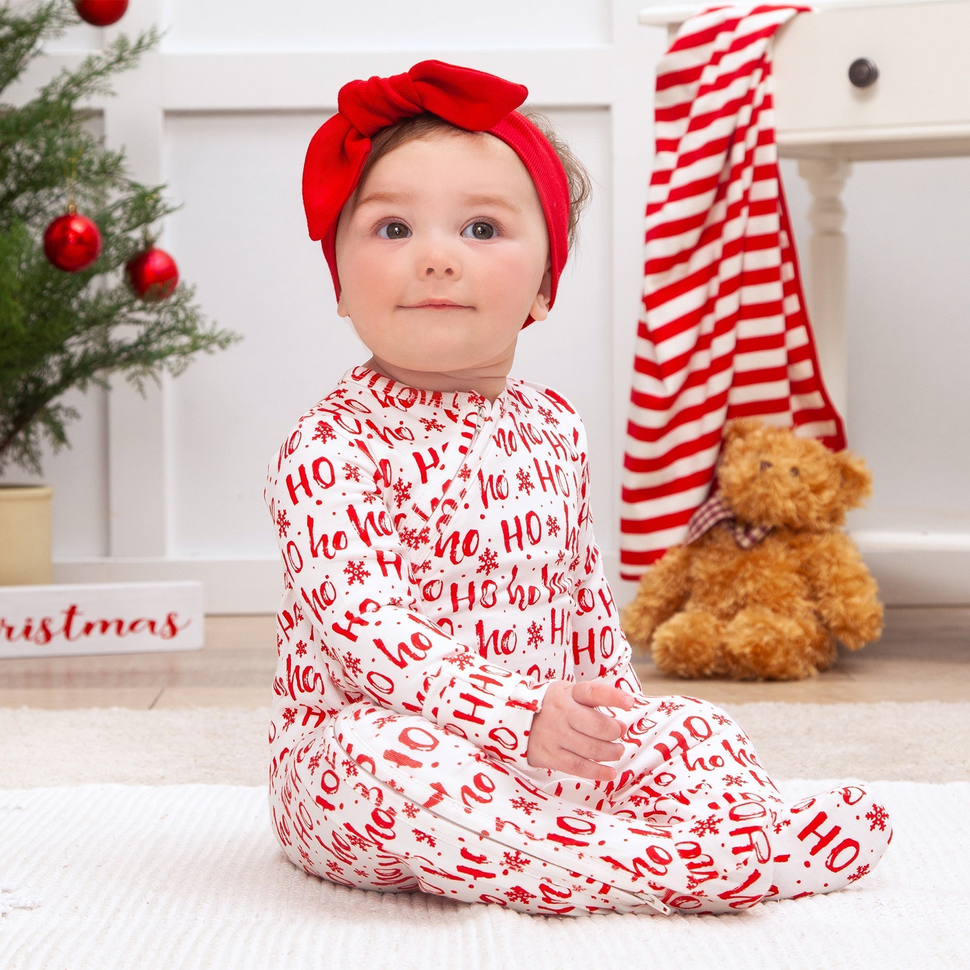 Christmas Ho-Ho-Ho Bamboo Baby Zipper Romper-Family Matching